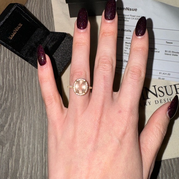 morganite 14k yellow gold diamond ring - Picture 7 of 10